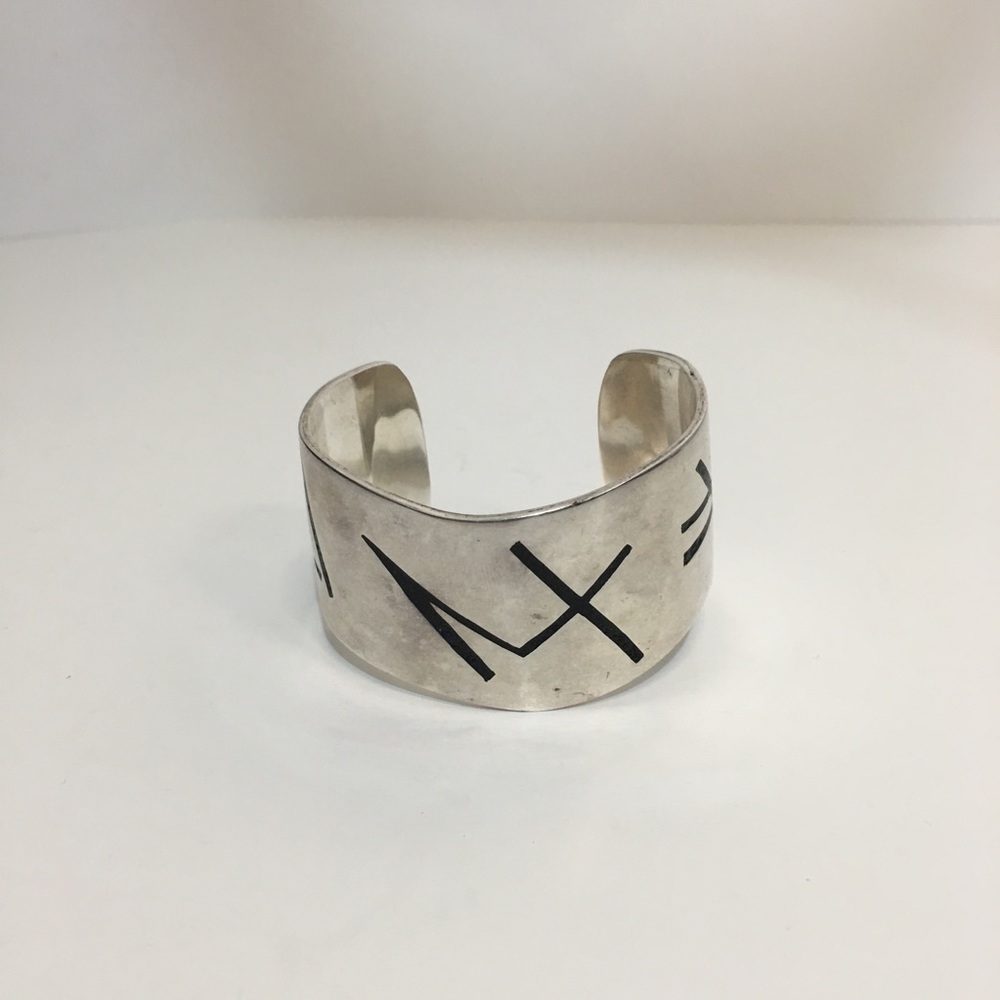 Sterling Silver Solid Wide Cuff Bracelet - image 1
